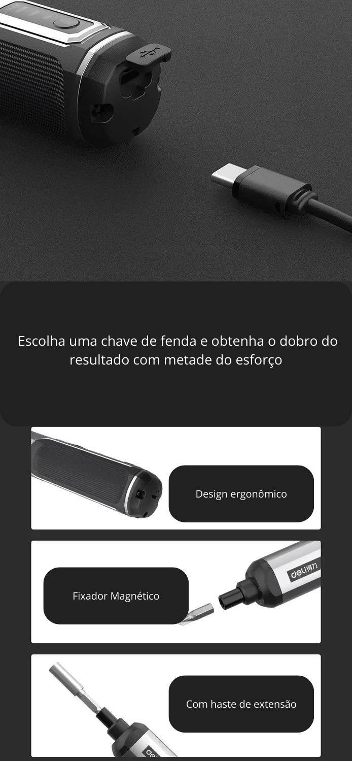 Chave de Fenda Elétrica Sem Fio 2000mAh | Portátil e Recarregável