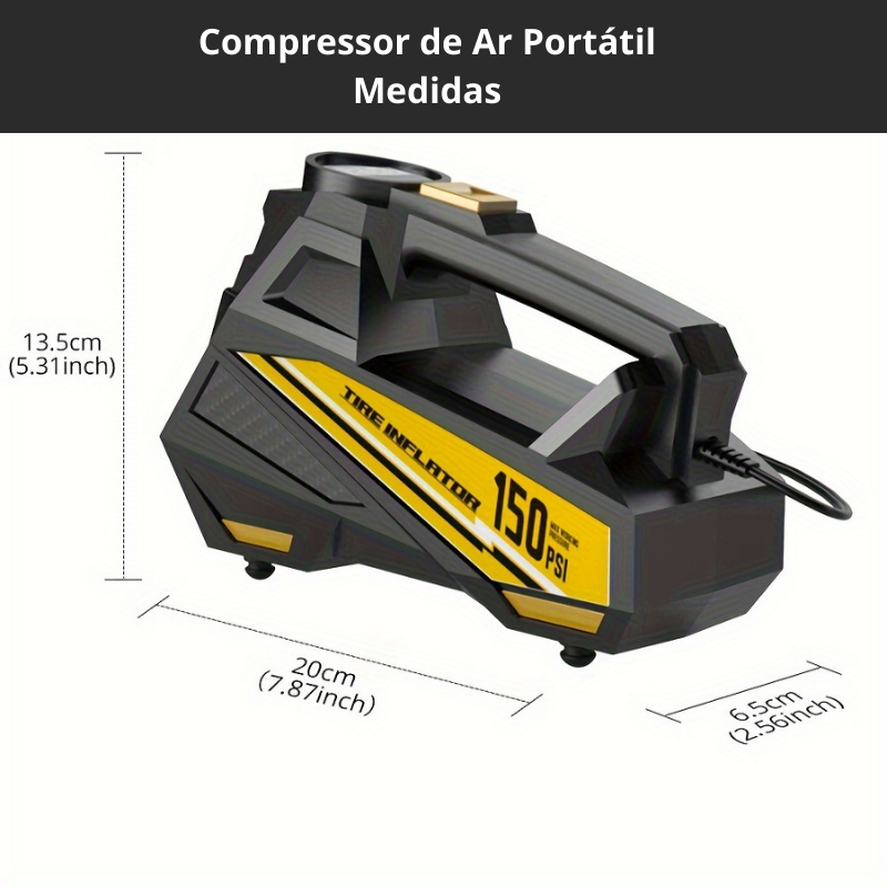Compressor Portátil 150 PSI DC 12V,Inflador para Carros, Motos e Bikes