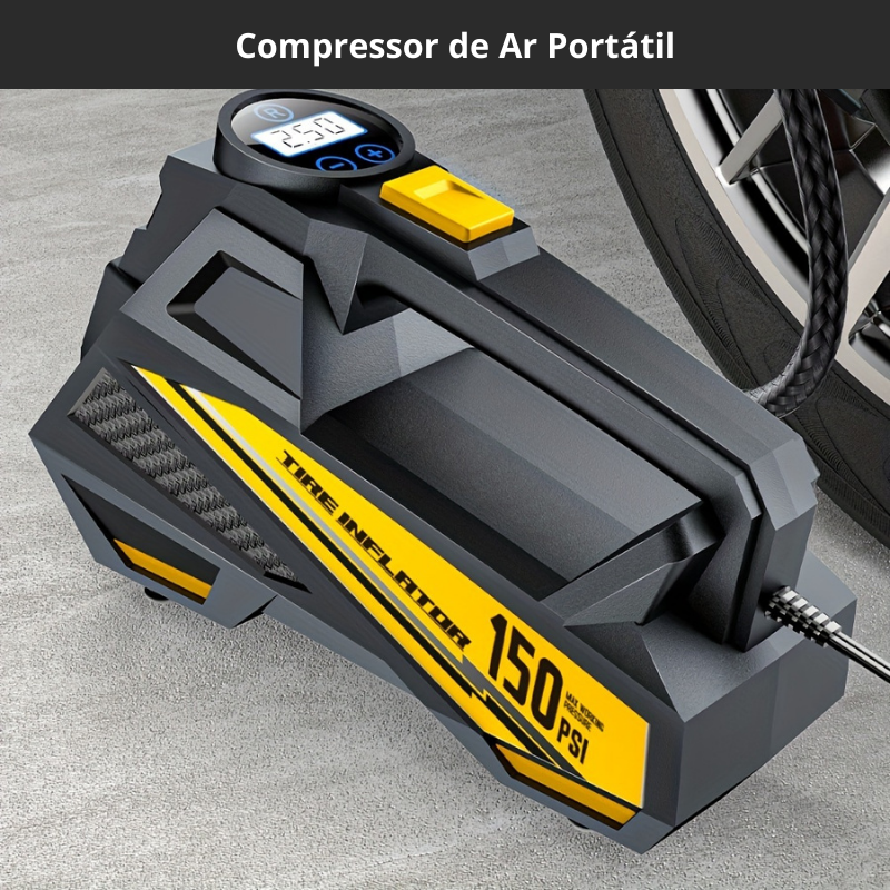 Compressor Portátil 150 PSI DC 12V,Inflador para Carros, Motos e Bikes
