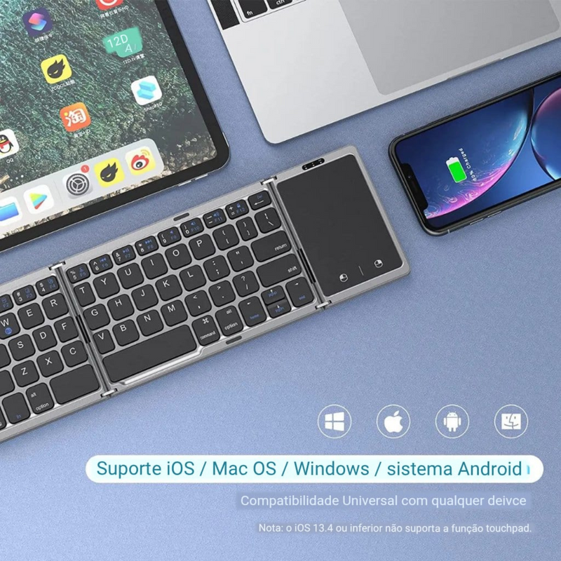 Teclado Bluetooth sem fio dobrável Seenda