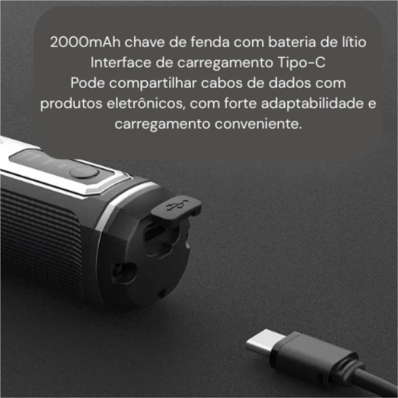 Chave de Fenda Elétrica Sem Fio 2000mAh | Portátil e Recarregável