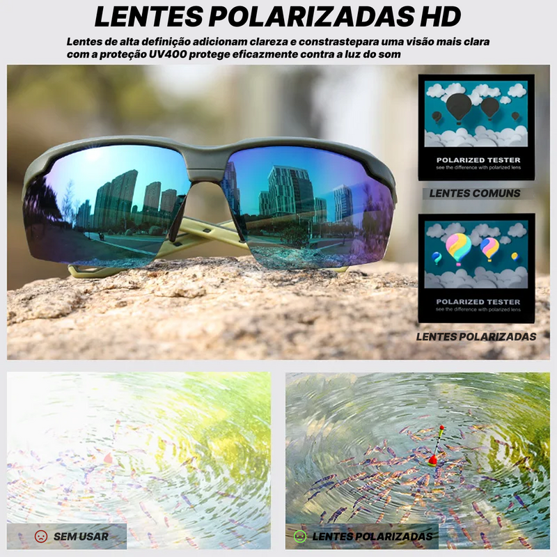 Óculos polarizados para esportes e viagens