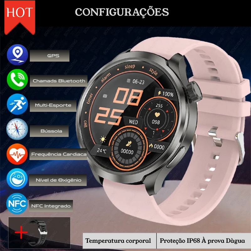 Relógio Inteligente 2025: 25+ Funções com NFC, GPS e Bluetooth