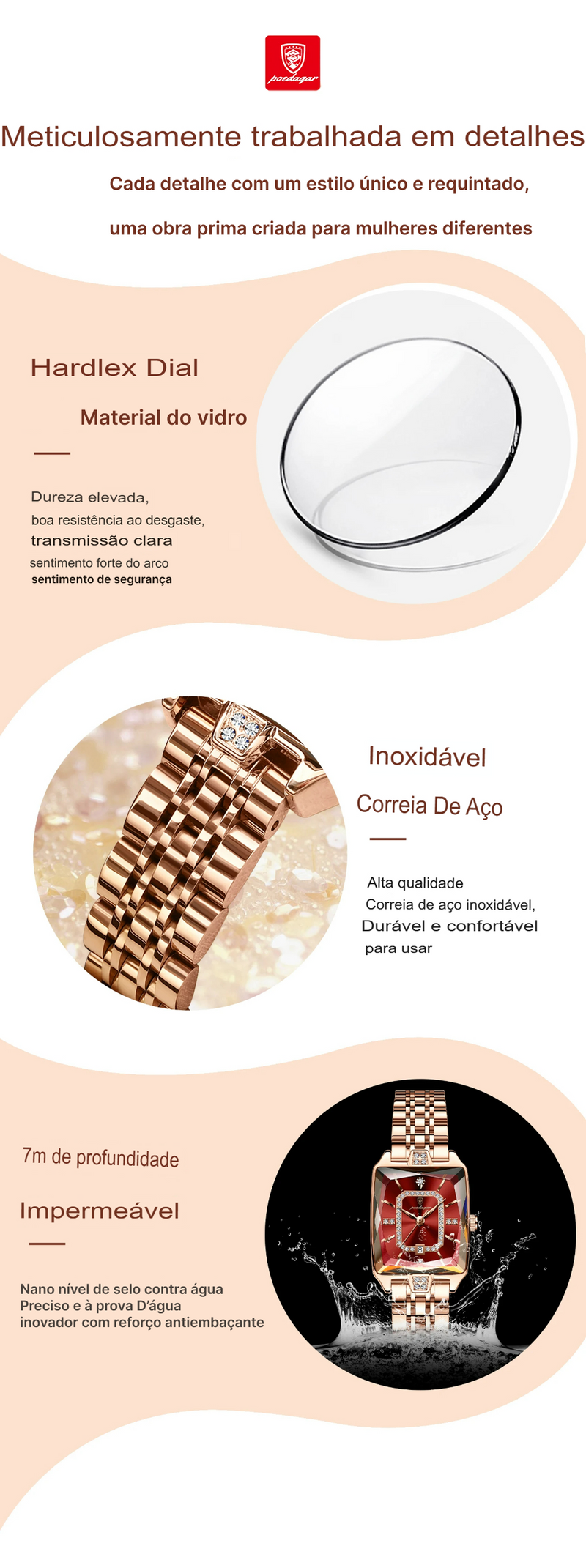 Relógio POEDAGAR: Luxo, Estilo e Funcionalidade