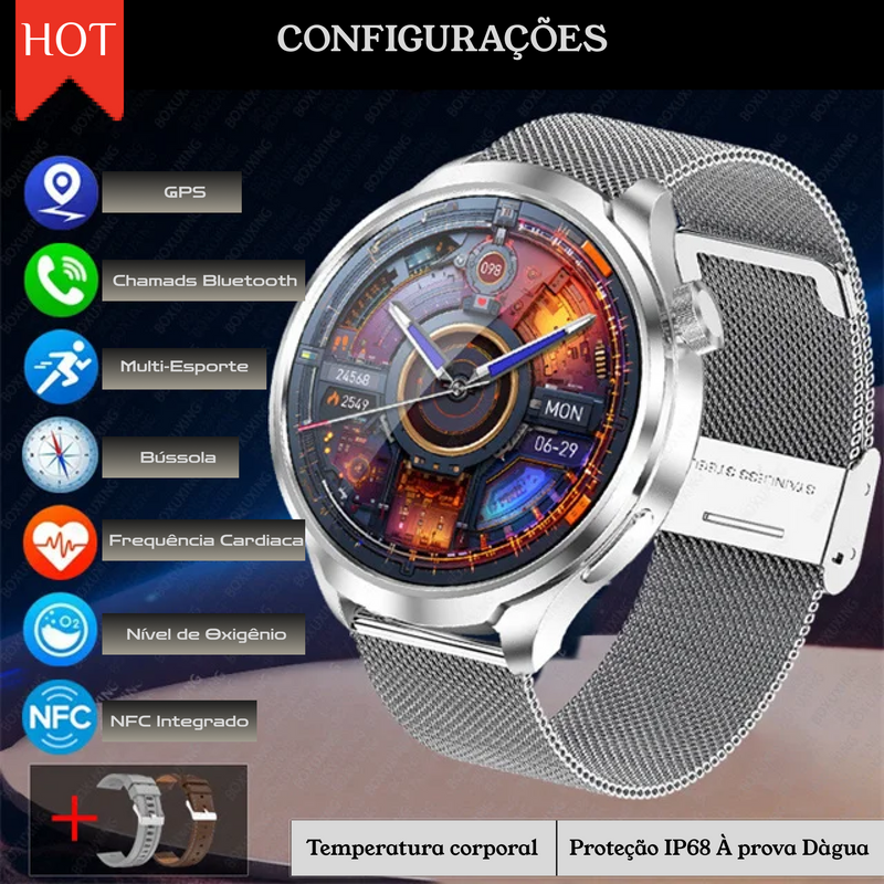 Relógio Inteligente 2025: 25+ Funções com NFC, GPS e Bluetooth
