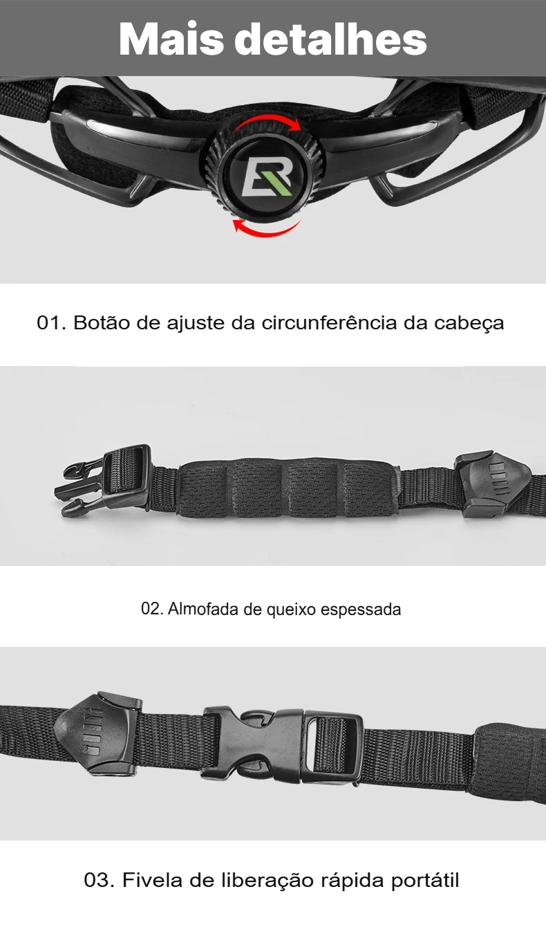 Capacete ROCKBROS Integrado – 4 Cores, 274g, com Óculos Magnético