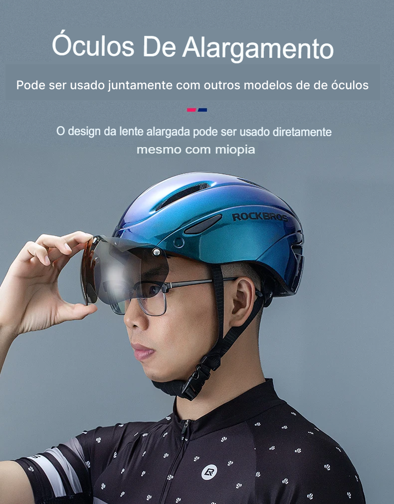 Capacete ROCKBROS Integrado – 4 Cores, 274g, com Óculos Magnético