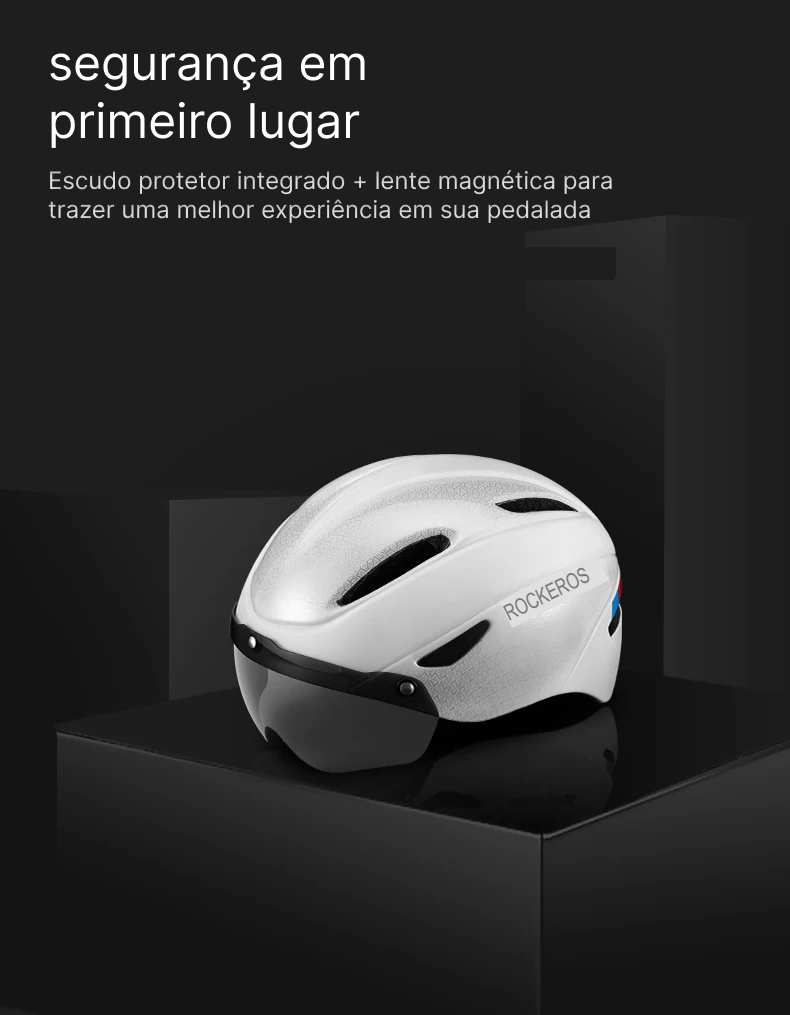 Capacete ROCKBROS Integrado – 4 Cores, 274g, com Óculos Magnético