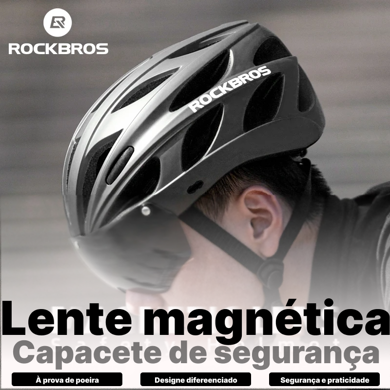 Capacete ROCKBROS Integrado – 4 Cores, 274g, com Óculos Magnético