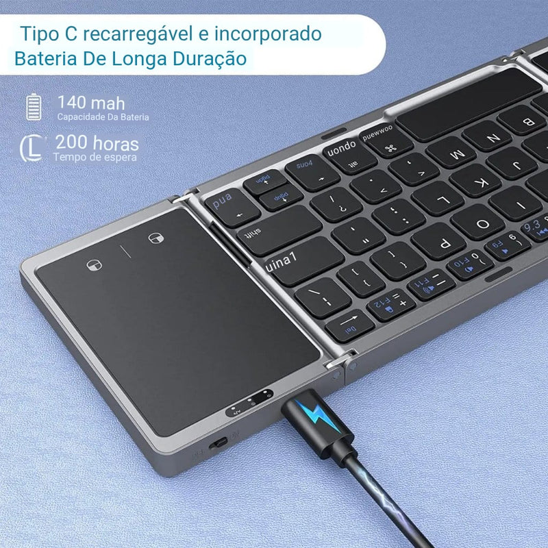 Teclado Bluetooth sem fio dobrável Seenda
