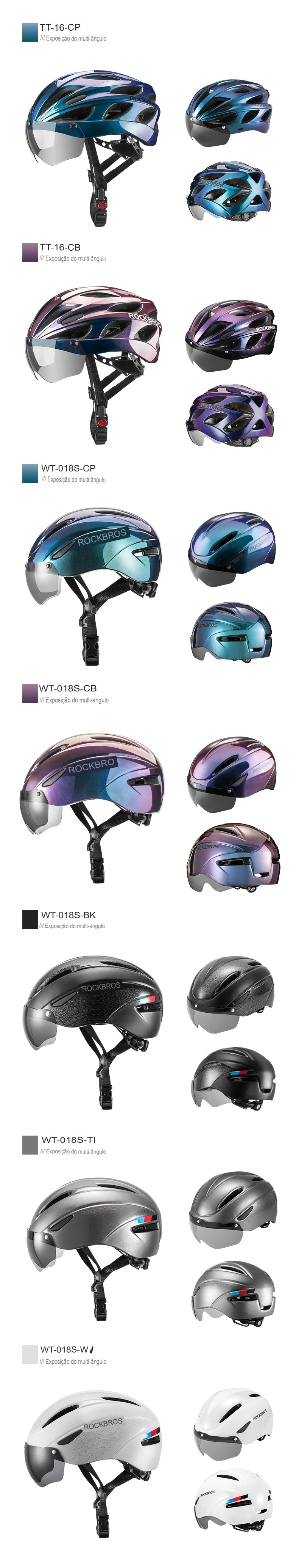 Capacete ROCKBROS Integrado – 4 Cores, 274g, com Óculos Magnético