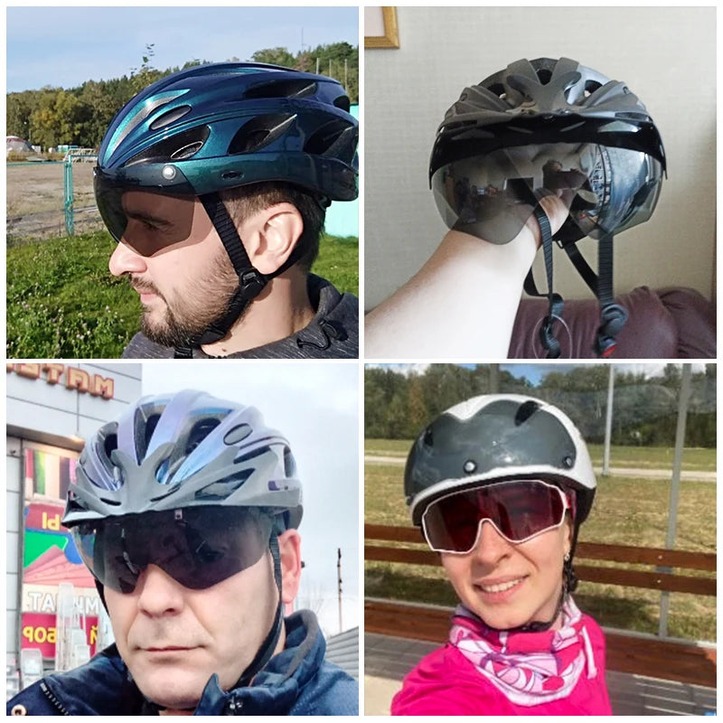 Capacete ROCKBROS Integrado – 4 Cores, 274g, com Óculos Magnético