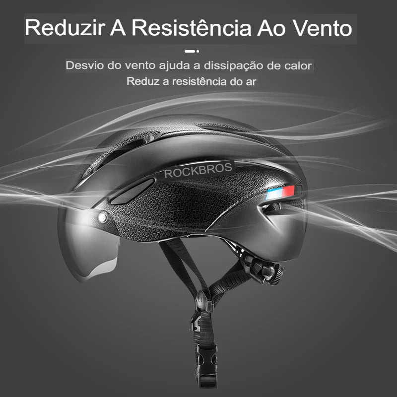 Capacete ROCKBROS Integrado – 4 Cores, 274g, com Óculos Magnético