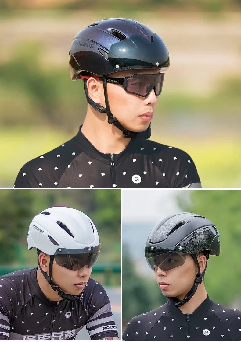 Capacete ROCKBROS Integrado – 4 Cores, 274g, com Óculos Magnético