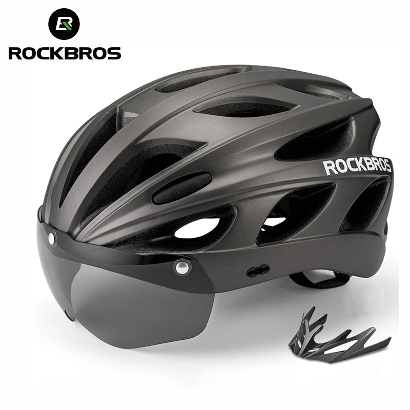 Capacete ROCKBROS Integrado – 4 Cores, 274g, com Óculos Magnético