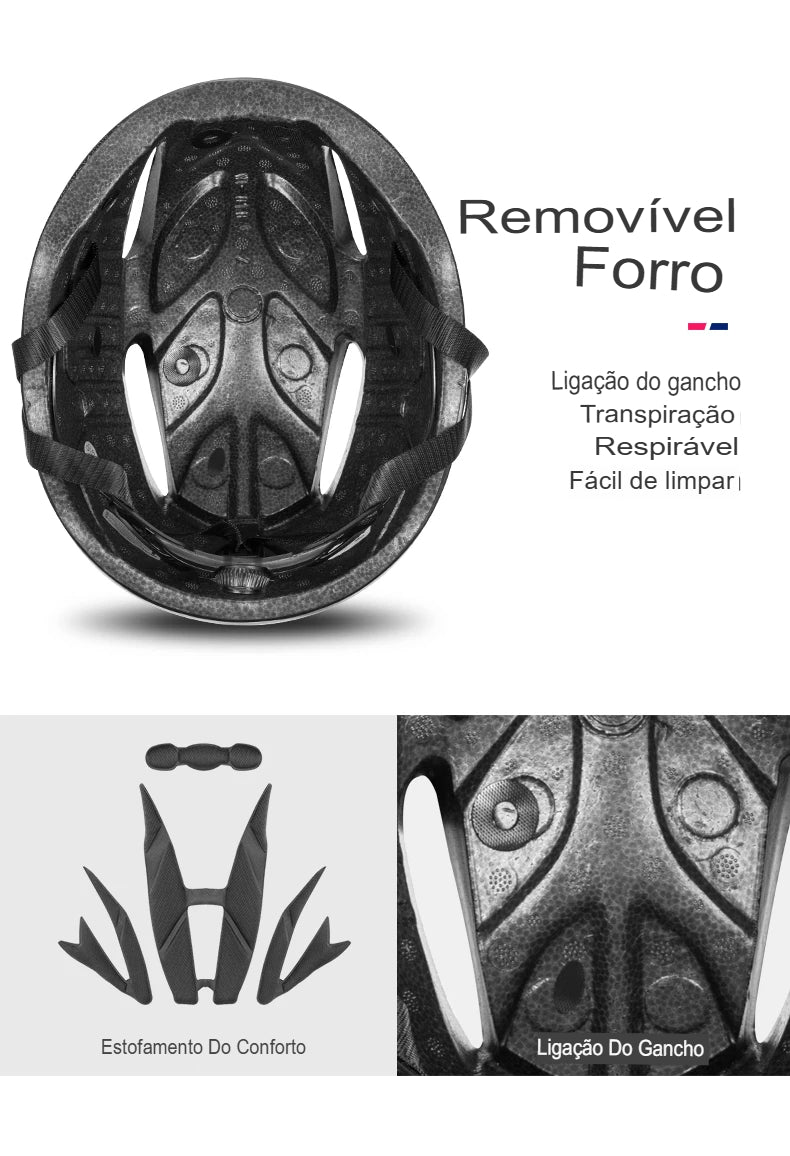 Capacete ROCKBROS Integrado – 4 Cores, 274g, com Óculos Magnético