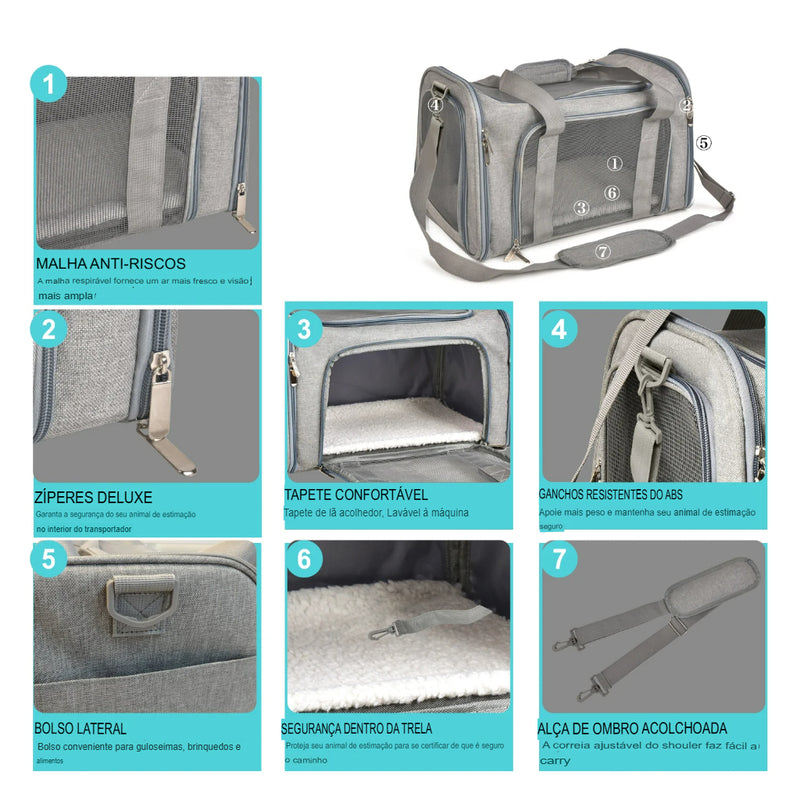 Mochila Pet Clássica com Tela Resistente
