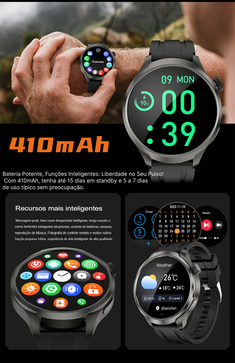 Relógio Inteligente 2025: 25+ Funções com NFC, GPS e Bluetooth